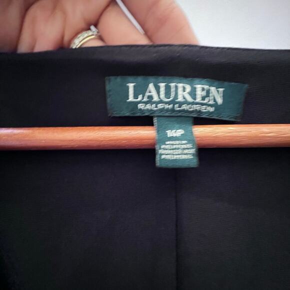 Lauren Ralph Lauren Women's Floral Black V-Neck Ruched 3/4 Long-Sleeve Dress 14P - Picture 7 of 9